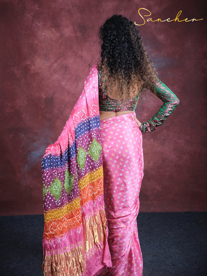 Floral Fantasy Bandhani Modal Silk Saree