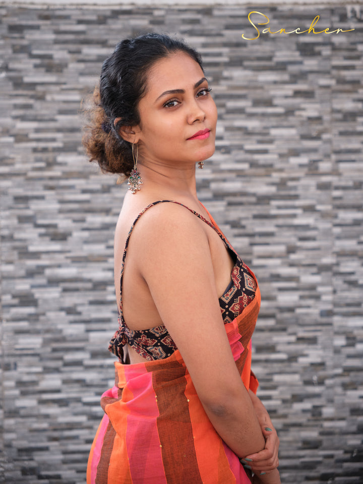 Bricky Mulmul Cotton Saree