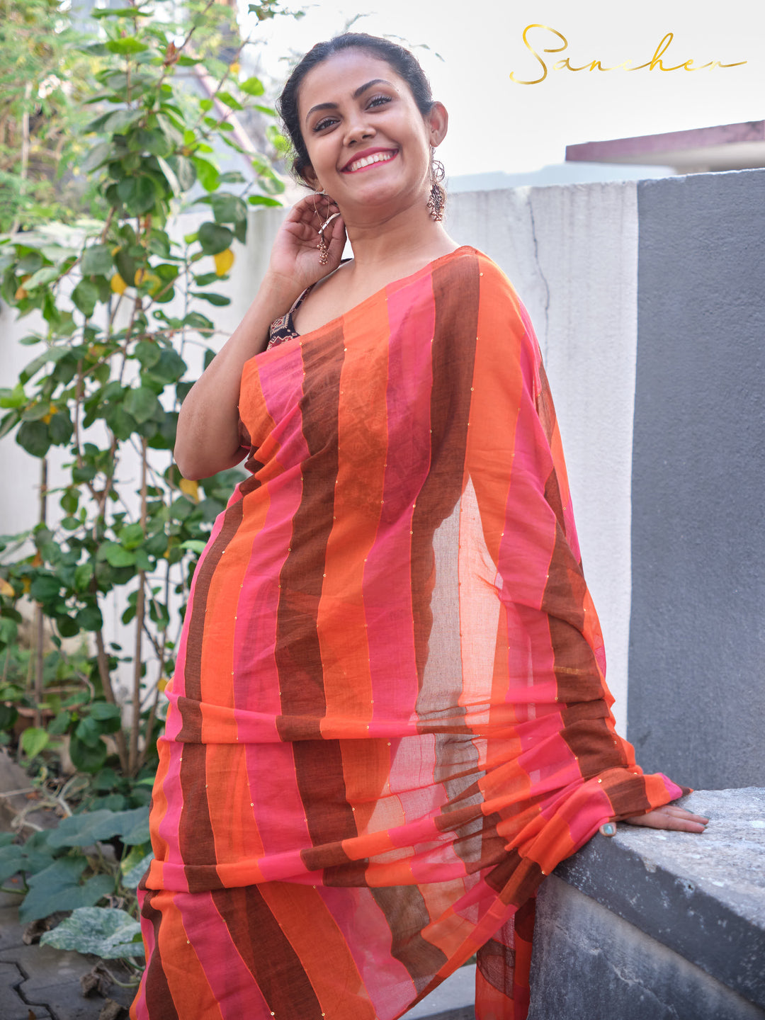 Bricky Mulmul Cotton Saree