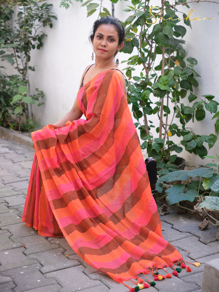 Bricky Mulmul Cotton Saree