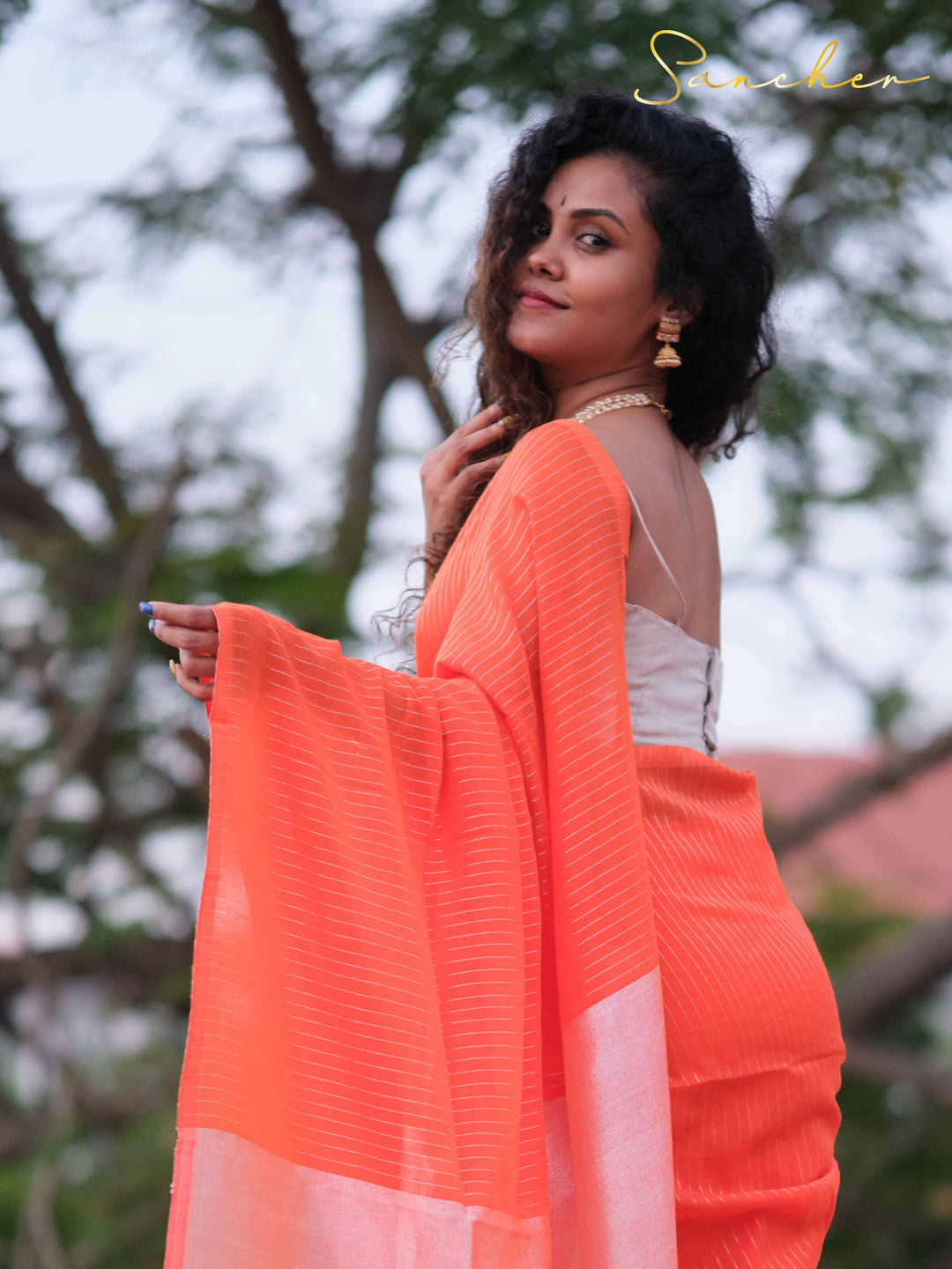 Orange Color Saree
