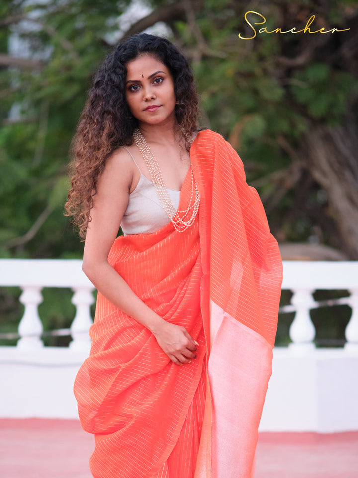 Orange Color Saree