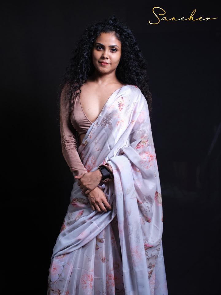 Orchid Dream Satin Silk Saree