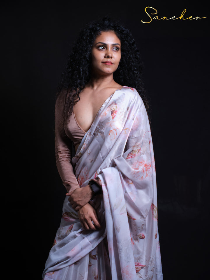 Orchid Dream Satin Silk Saree