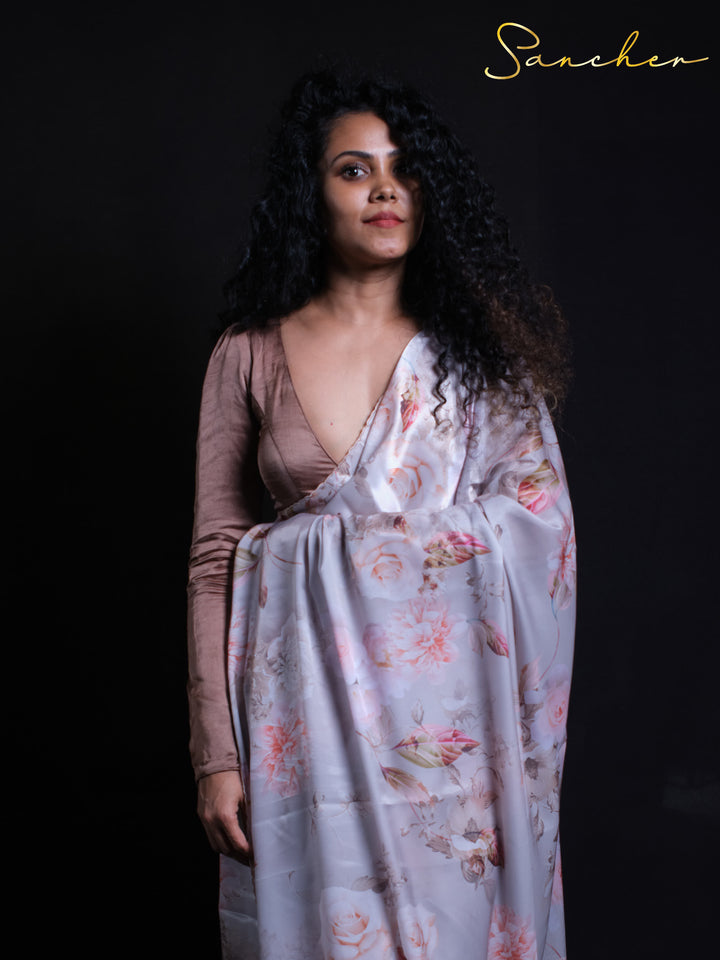 Orchid Dream Satin Silk Saree