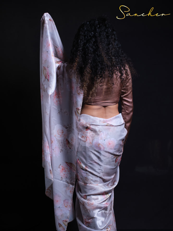 Orchid Dream Satin Silk Saree