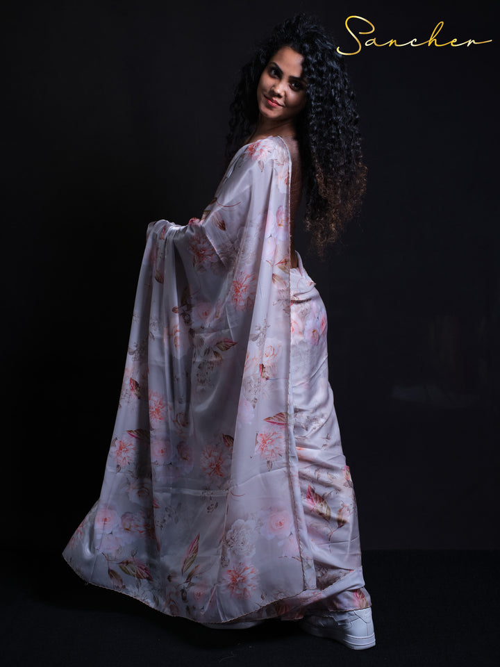 Orchid Dream Satin Silk Saree