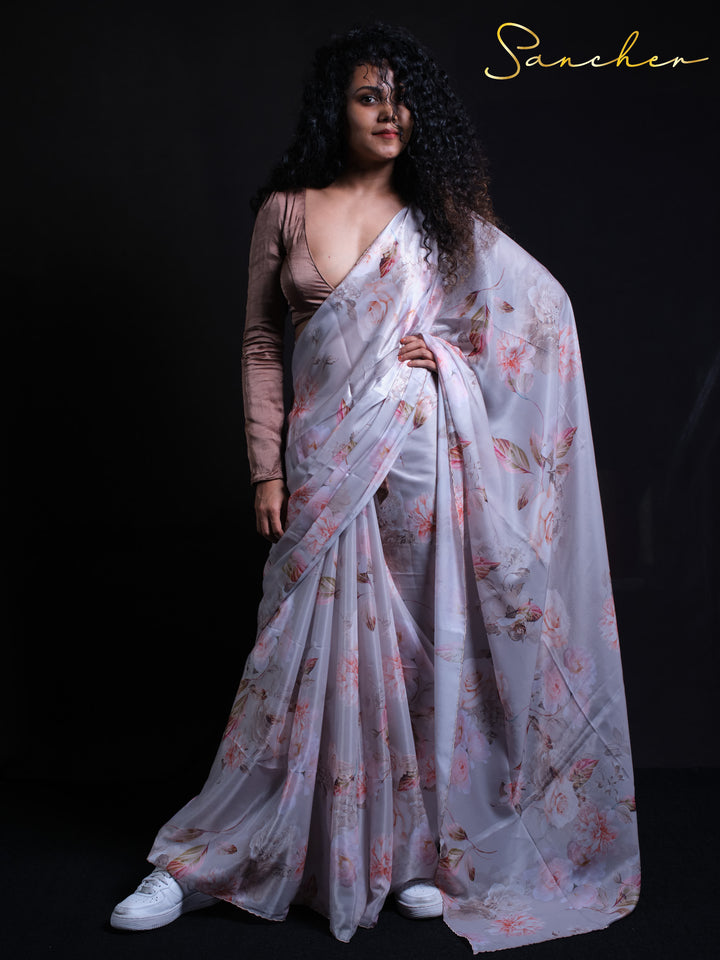 Orchid Dream Satin Silk Saree