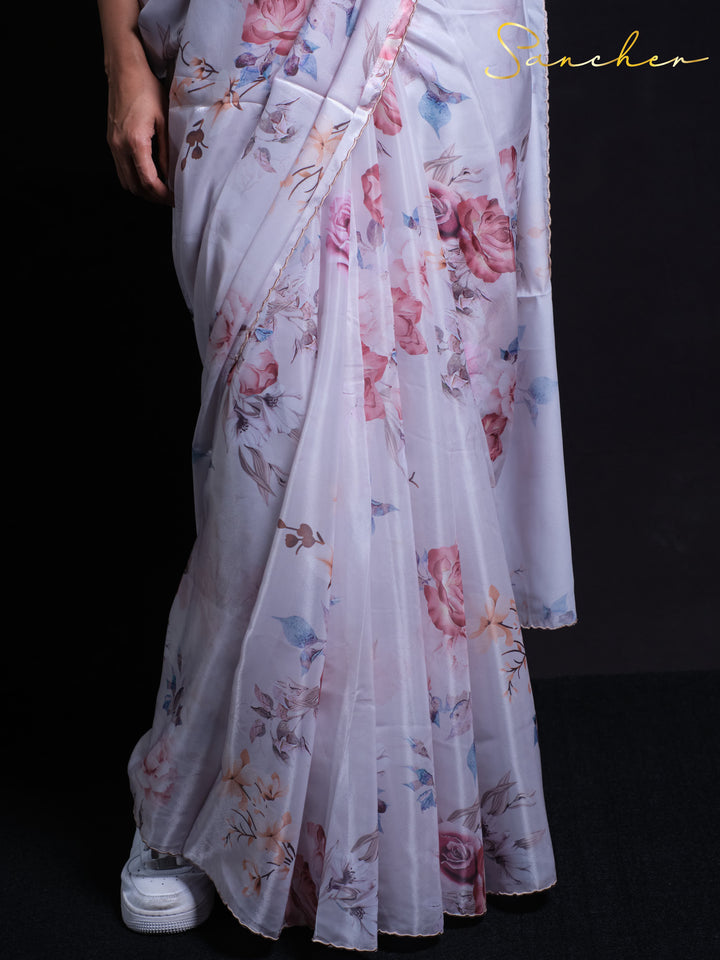 Rose Petal Satin Silk Saree