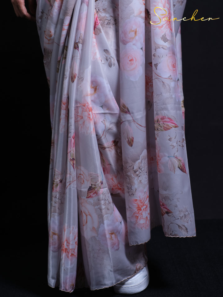 Orchid Dream Satin Silk Saree