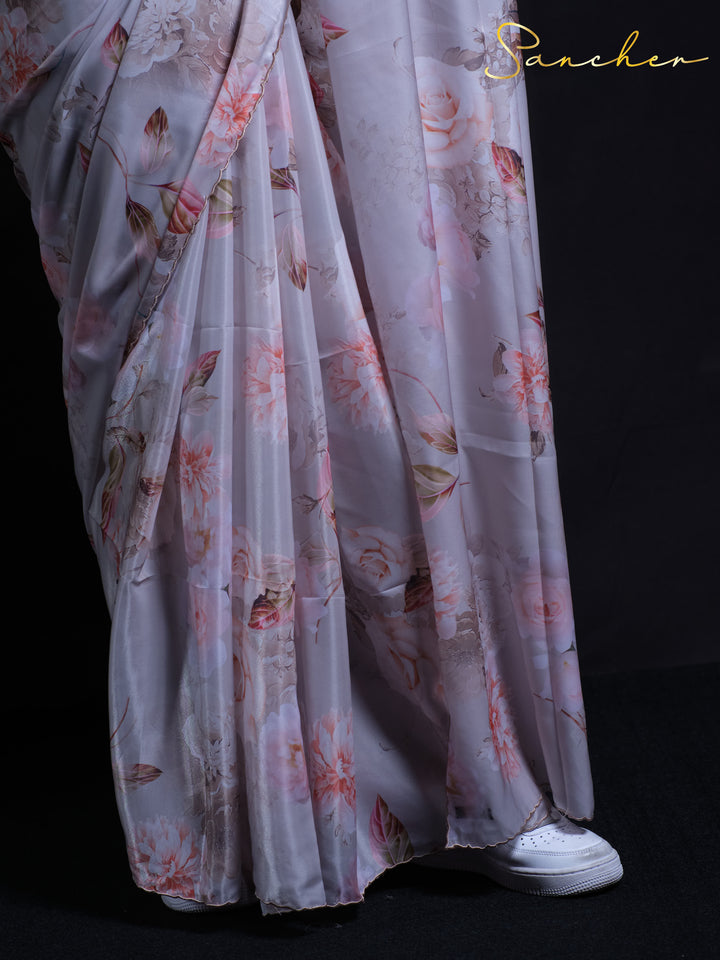 Orchid Dream Satin Silk Saree