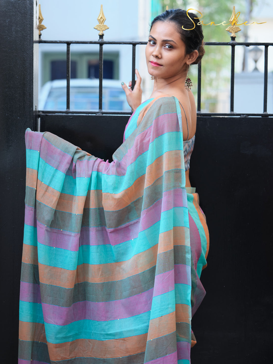 Dark Pastel Mulmul Cotton Saree
