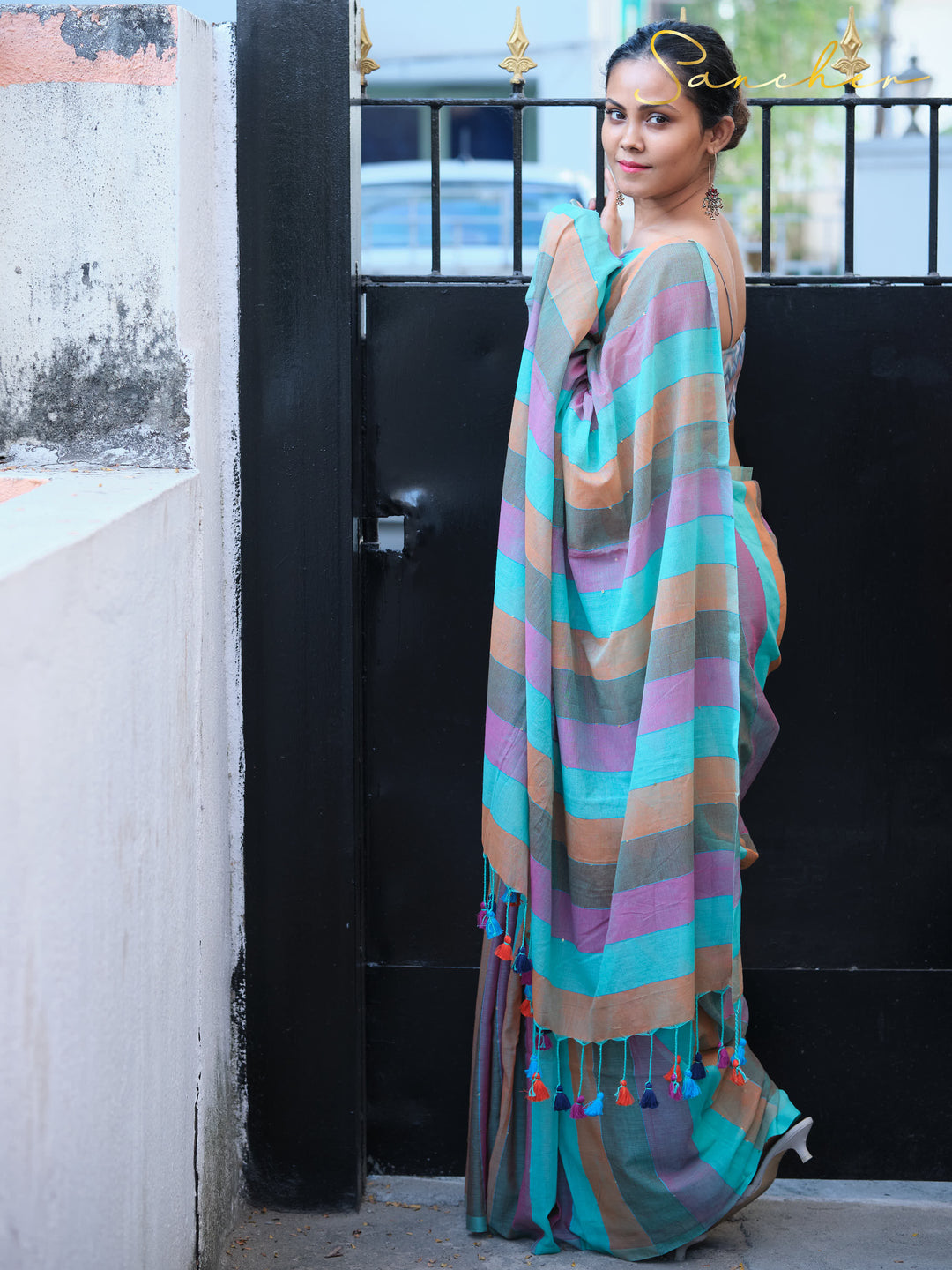 Dark Pastel Mulmul Cotton Saree