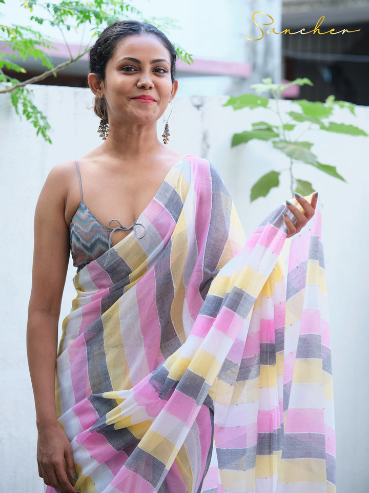 Icecream Multi Color Mulmul Cotton Saree