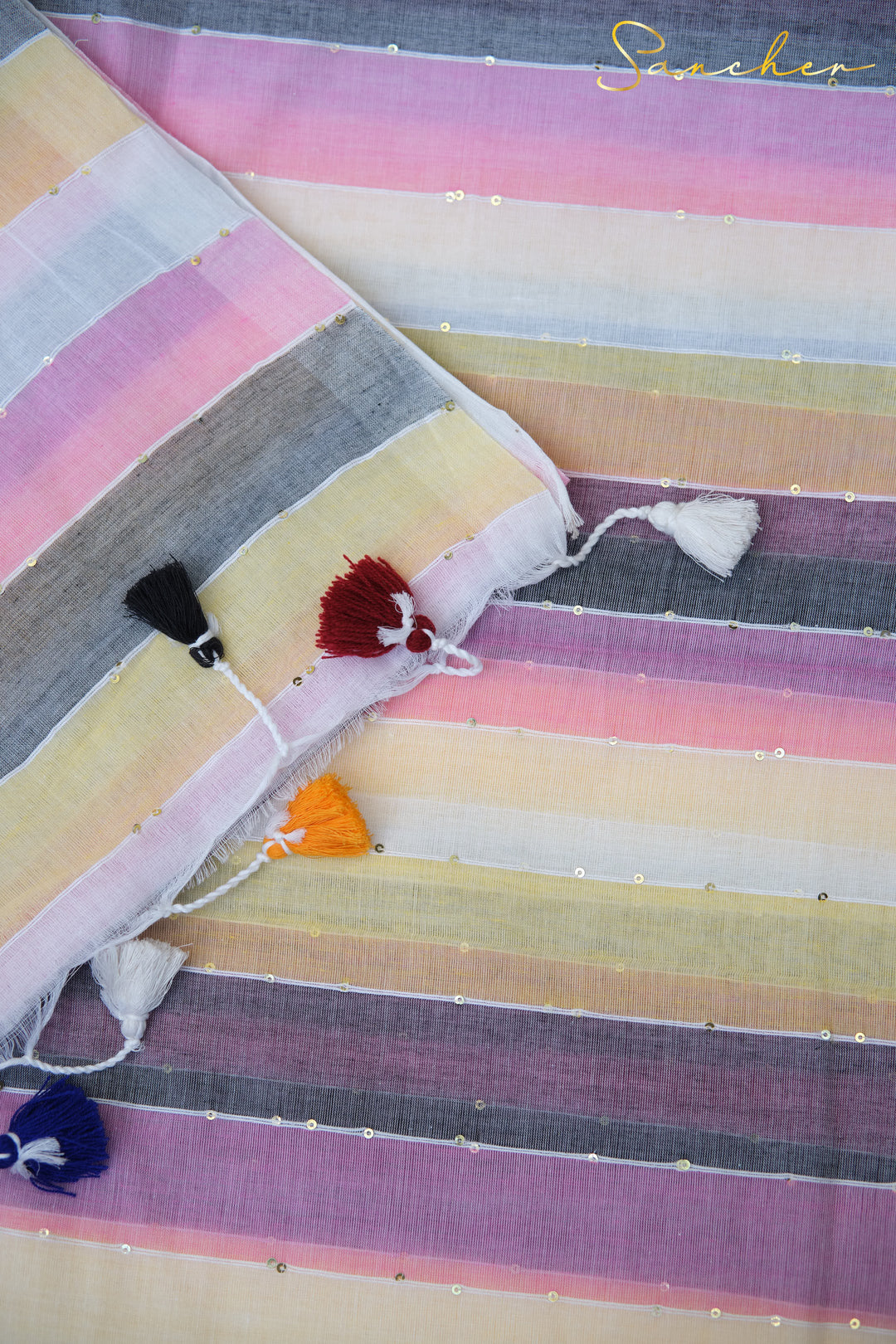 Icecream Multi Color Mulmul Cotton Saree