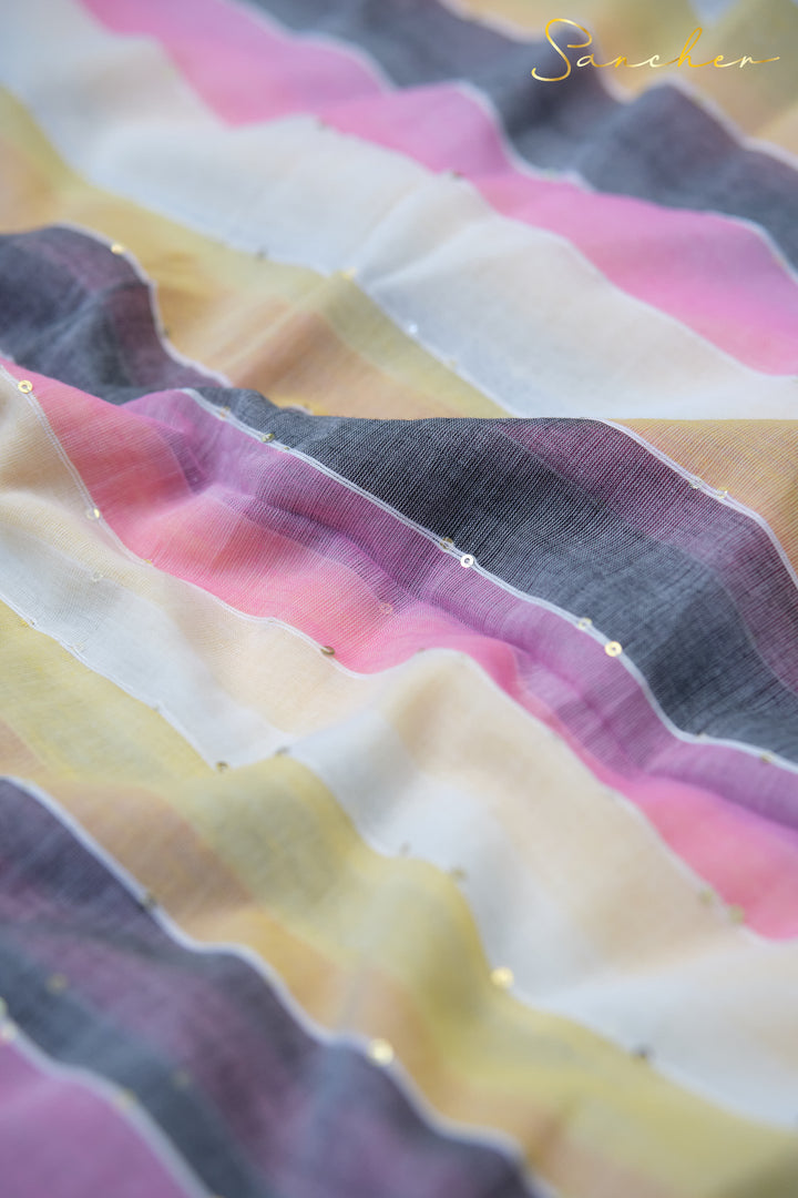 Icecream Multi Color Mulmul Cotton Saree