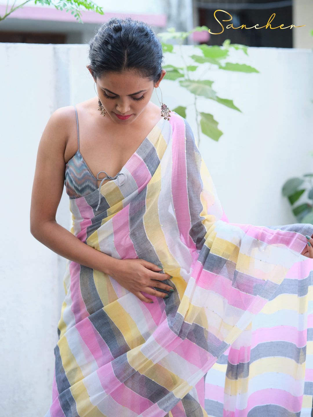 Icecream Multi Color Mulmul Cotton Saree