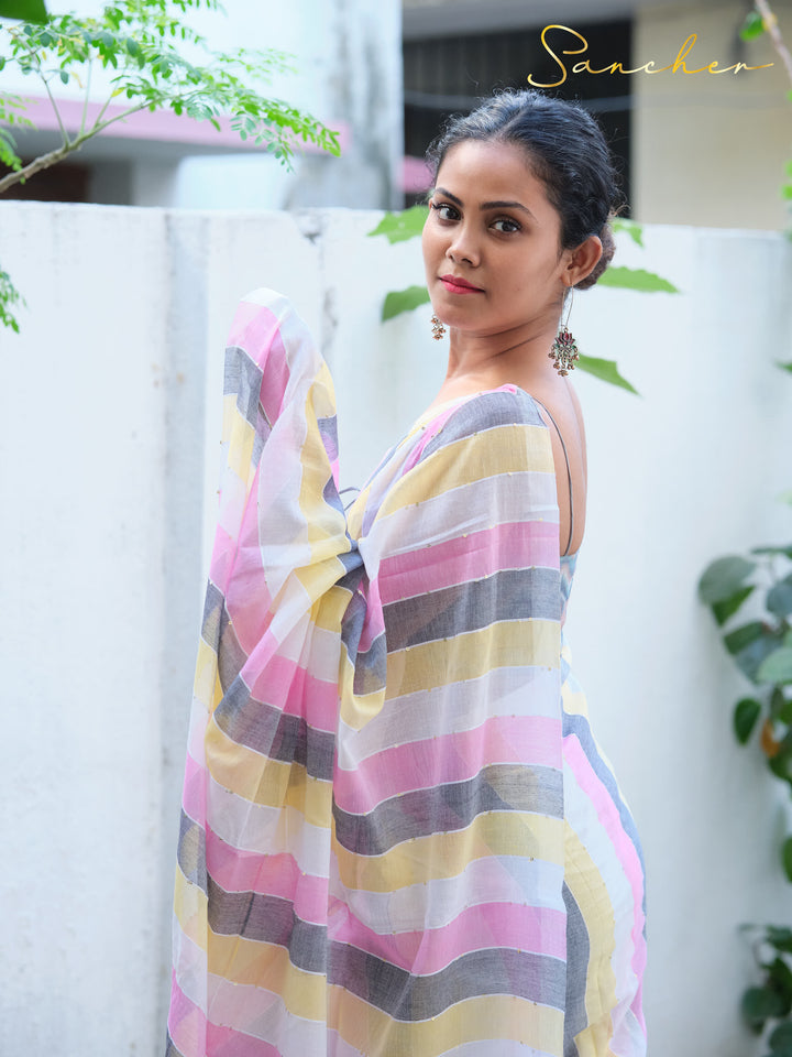 Icecream Multi Color Mulmul Cotton Saree