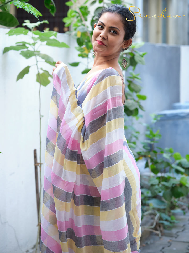 Icecream Multi Color Mulmul Cotton Saree