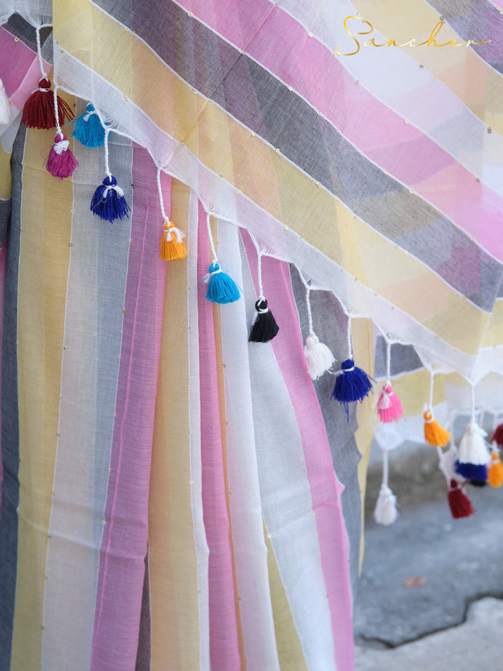 Icecream Multi Color Mulmul Cotton Saree