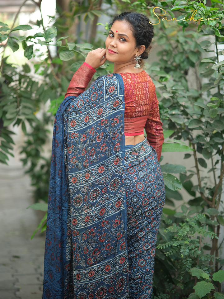 Celestial Charm Ajark Modal Silk Saree