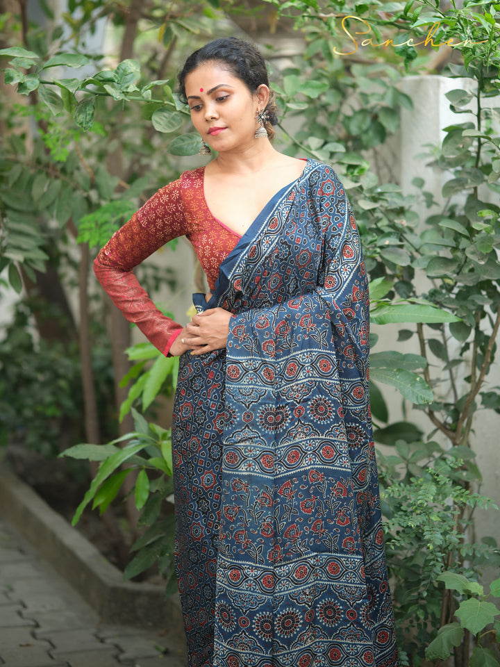 Celestial Charm Ajark Modal Silk Saree