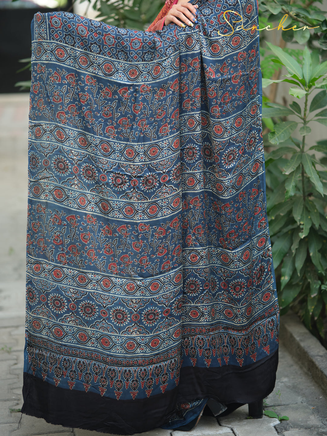 Celestial Charm Ajark Modal Silk Saree