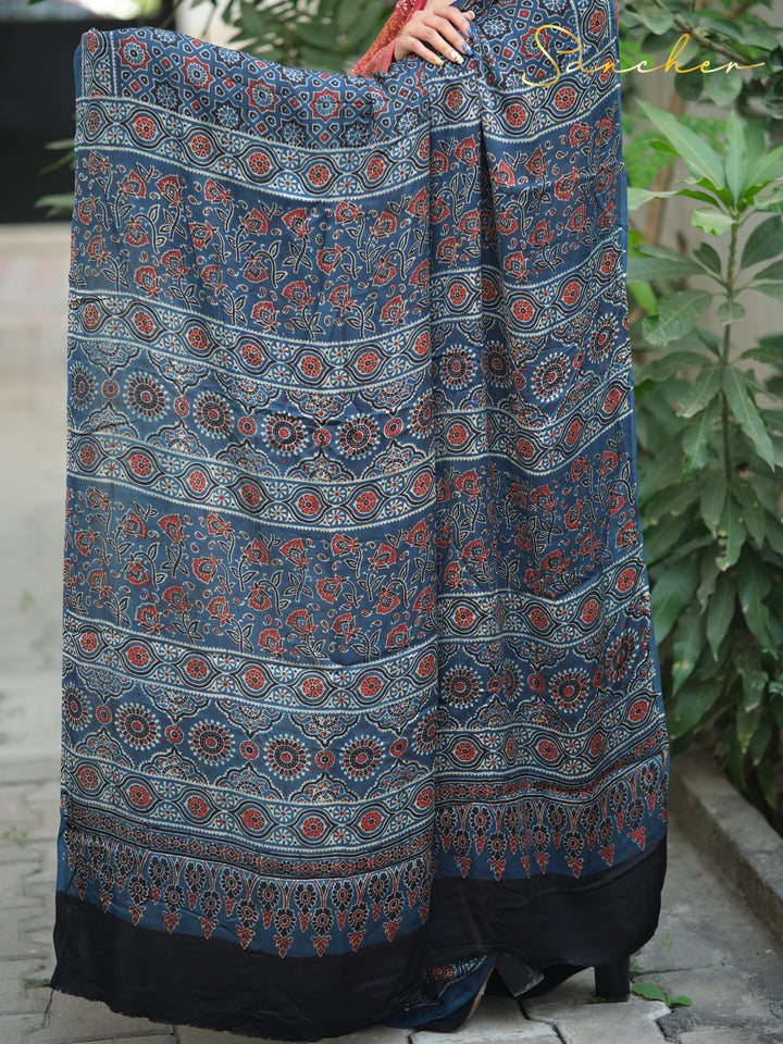 Celestial Charm Ajark Modal Silk Saree