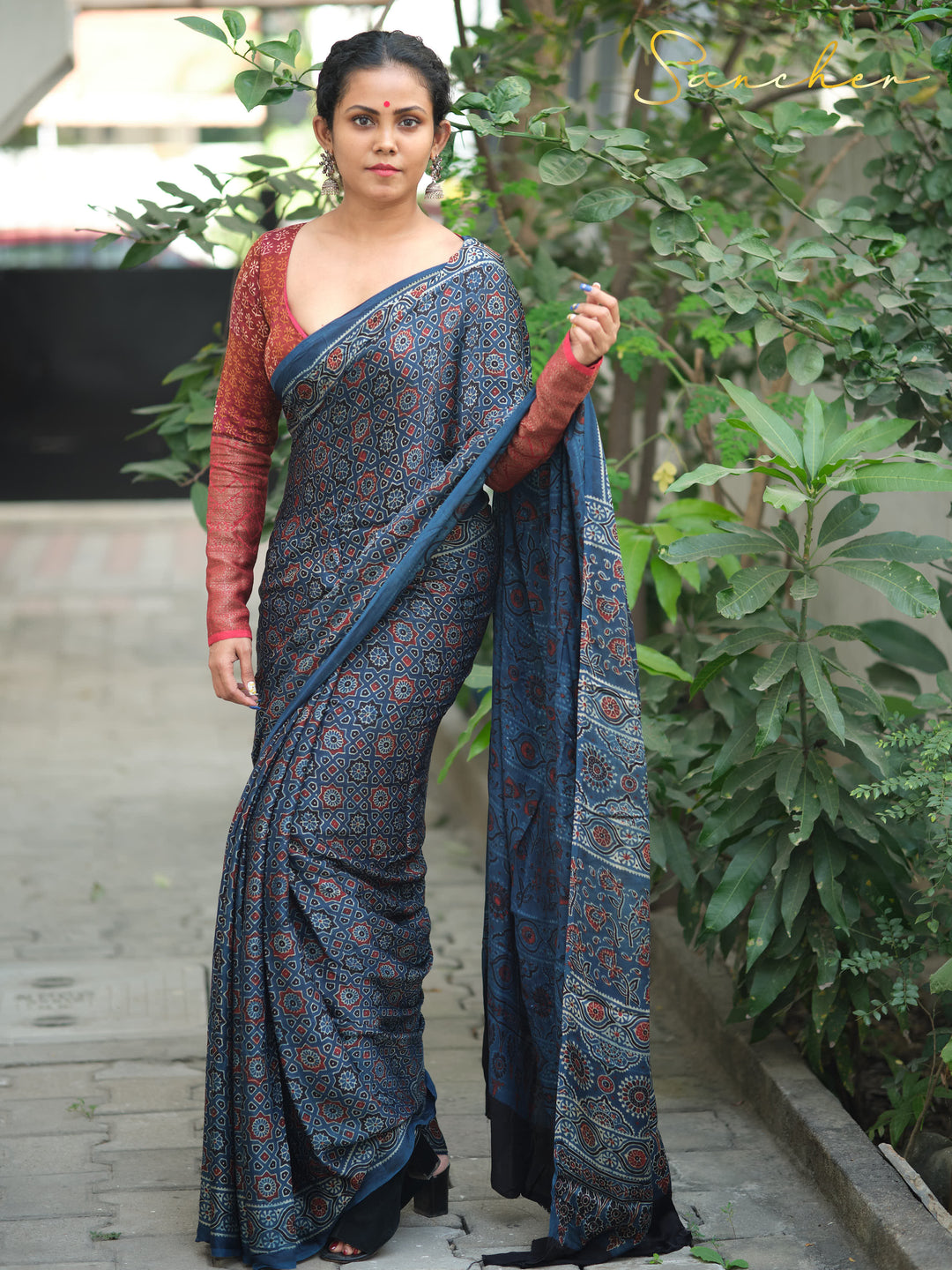 Celestial Charm Ajark Modal Silk Saree
