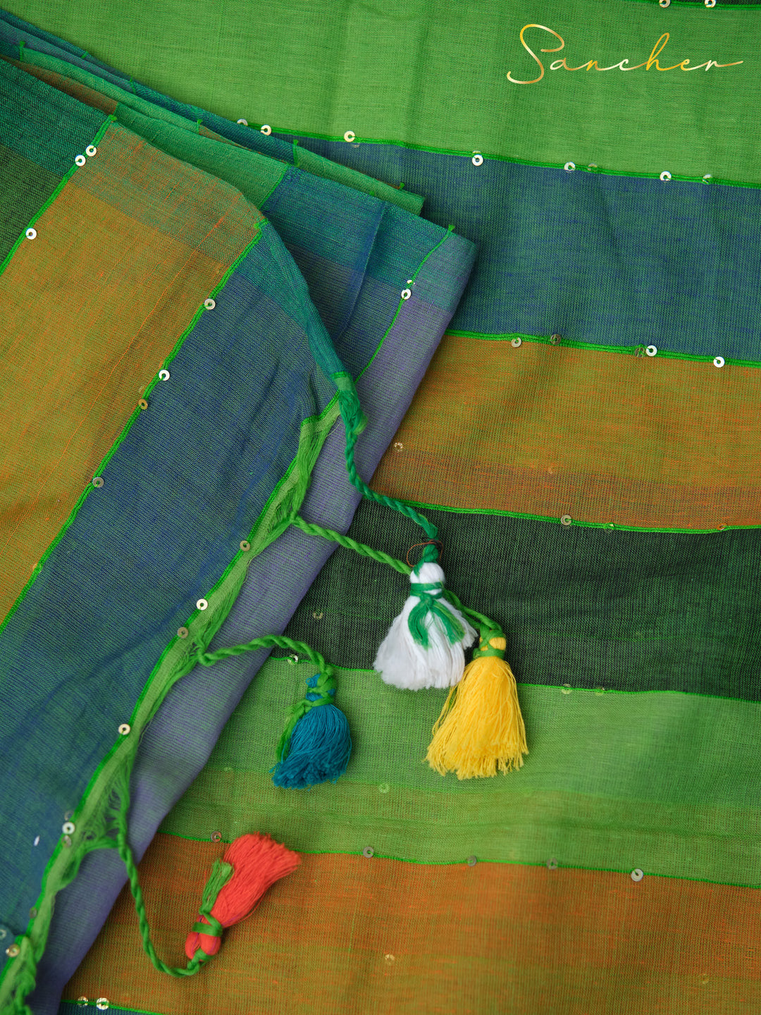 Mistique Algae Mulmul Cotton Saree