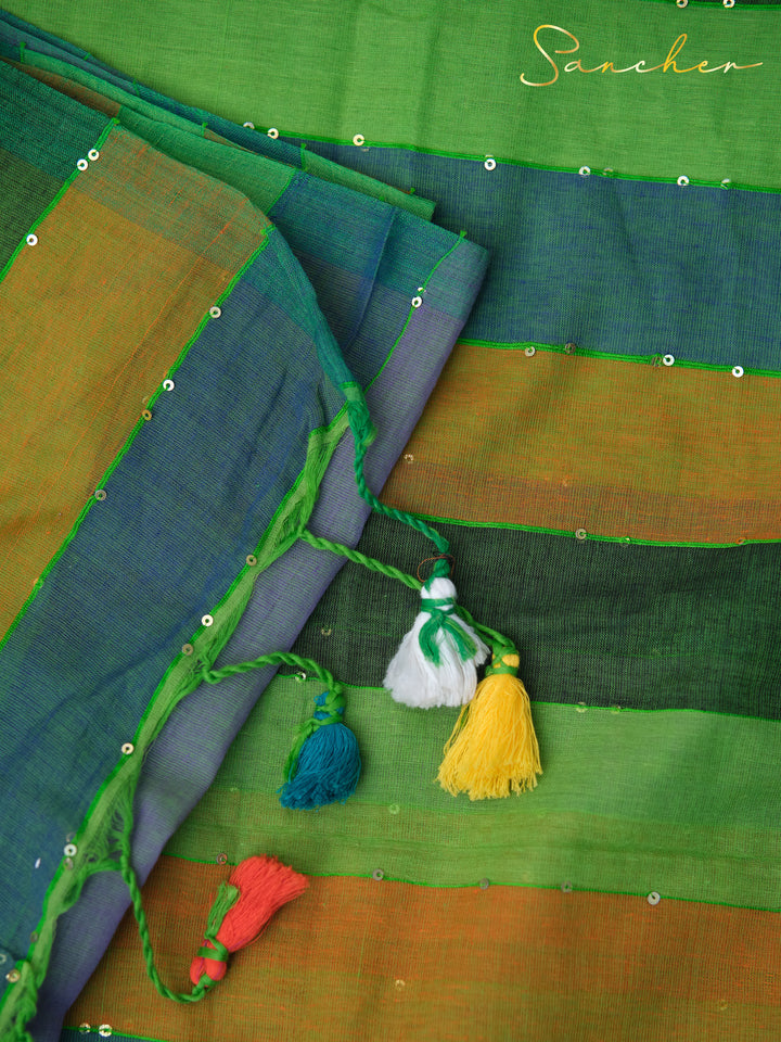 Mistique Algae Mulmul Cotton Saree