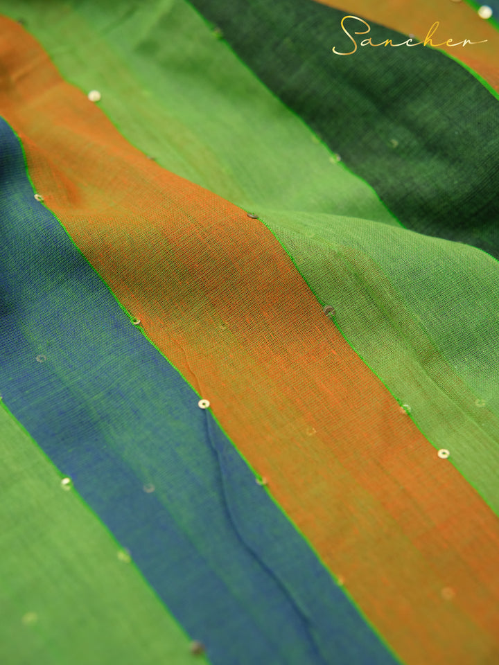 Mistique Algae Mulmul Cotton Saree