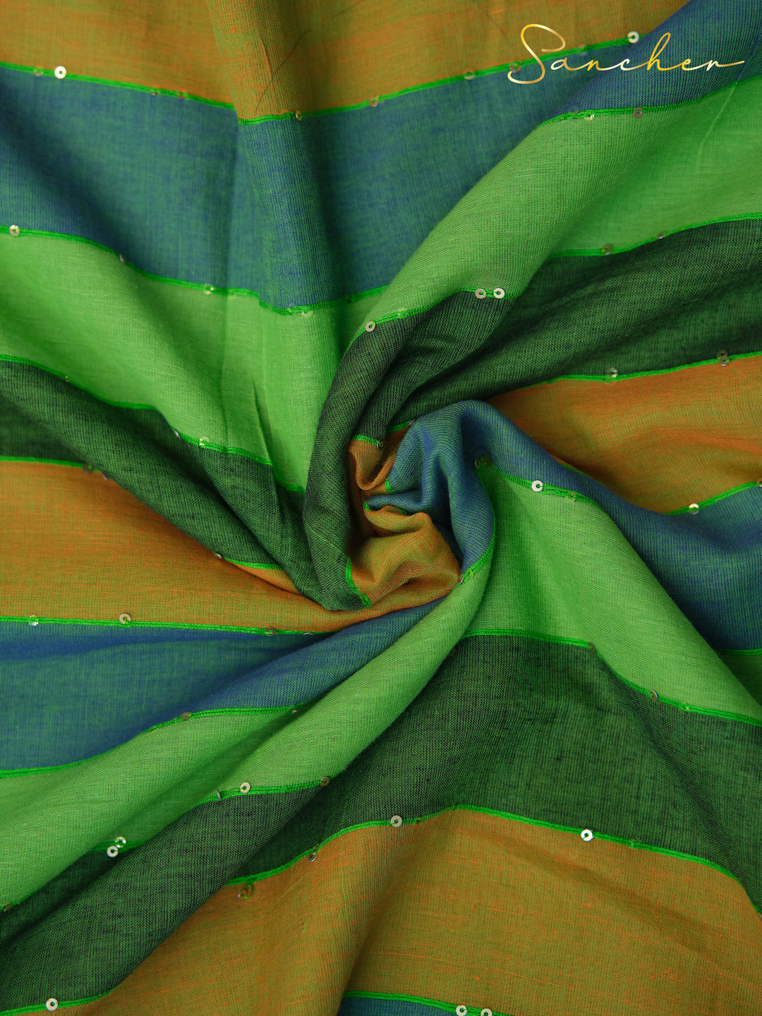 Mistique Algae Mulmul Cotton Saree