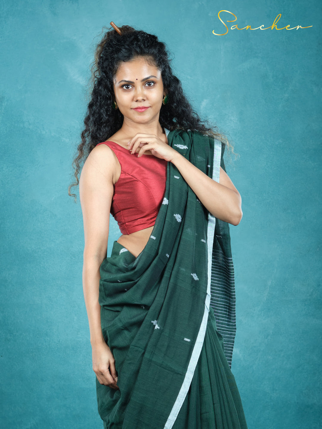 Jet Gem Jamdhani Mulmul Cotton Saree