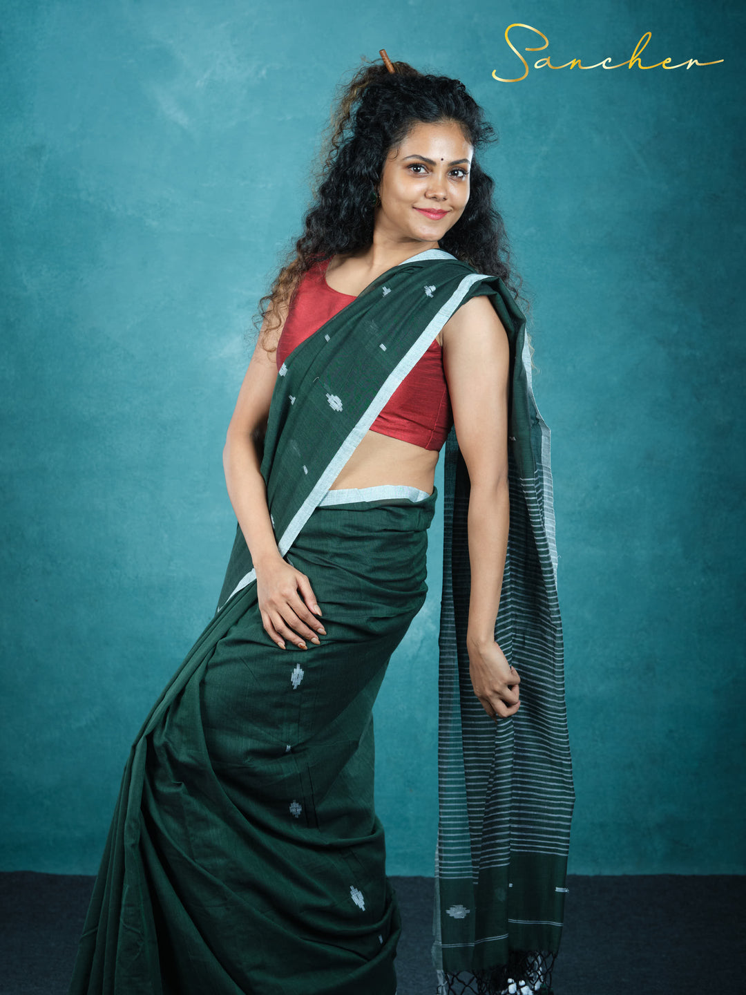 Jet Gem Jamdhani Mulmul Cotton Saree