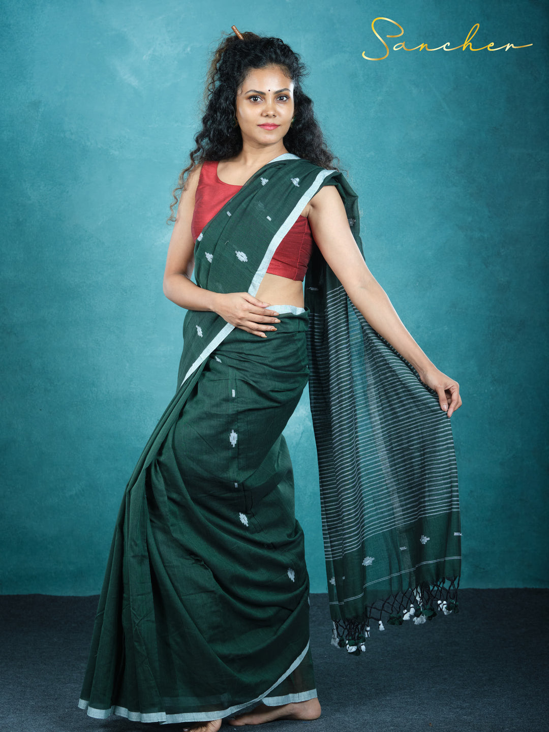 Jet Gem Jamdhani Mulmul Cotton Saree