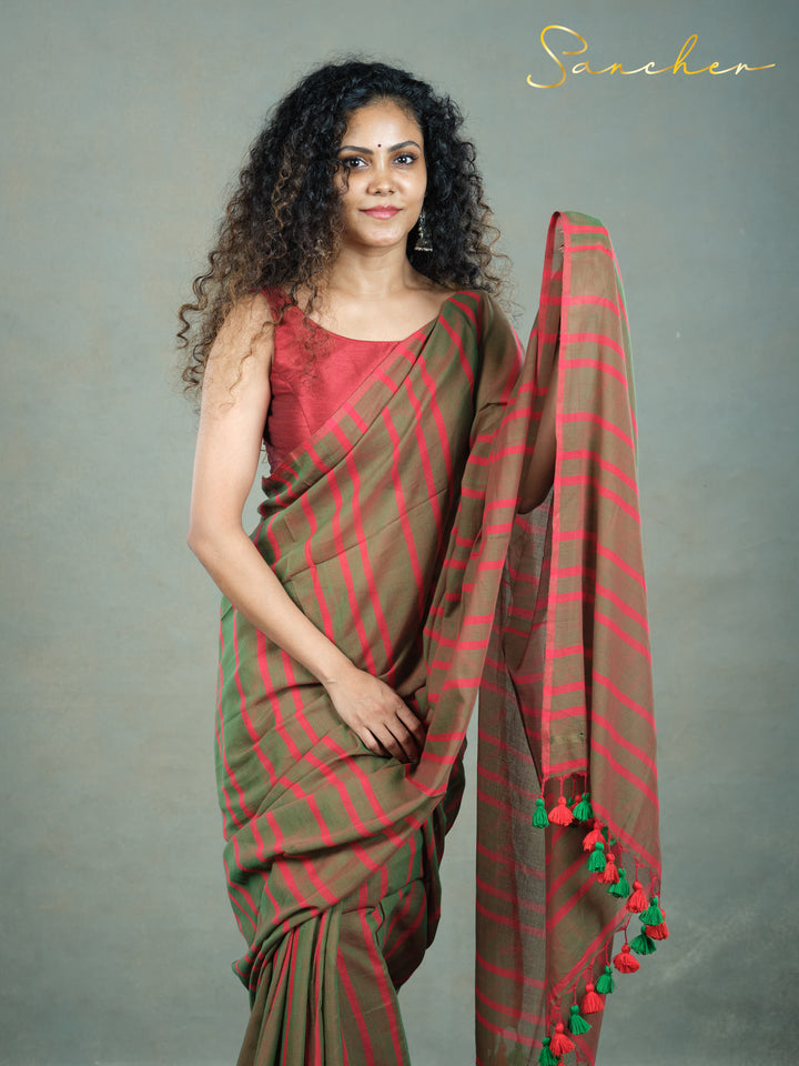 Meadow Rouge Mulmul Cotton Saree
