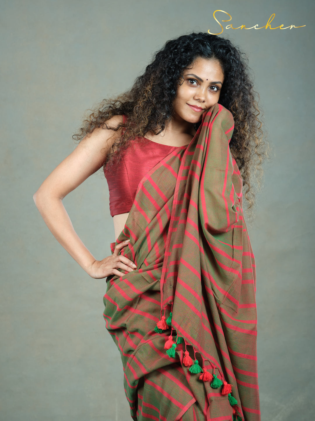 Meadow Rouge Mulmul Cotton Saree