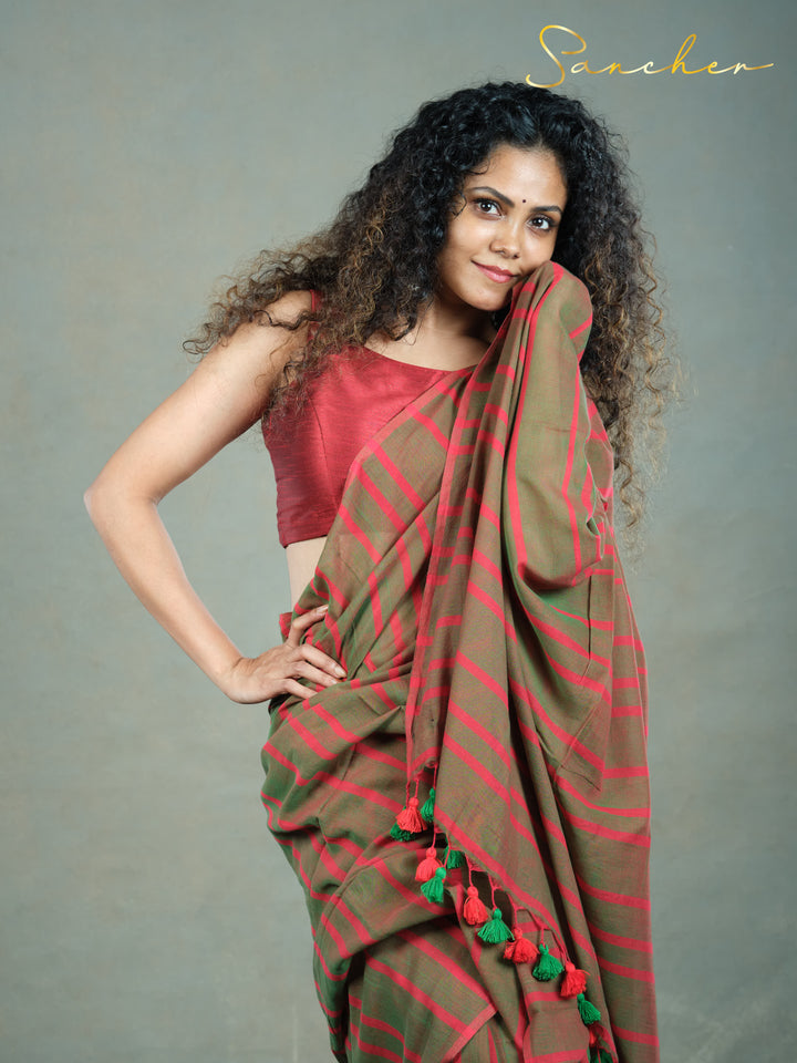 Meadow Rouge Mulmul Cotton Saree