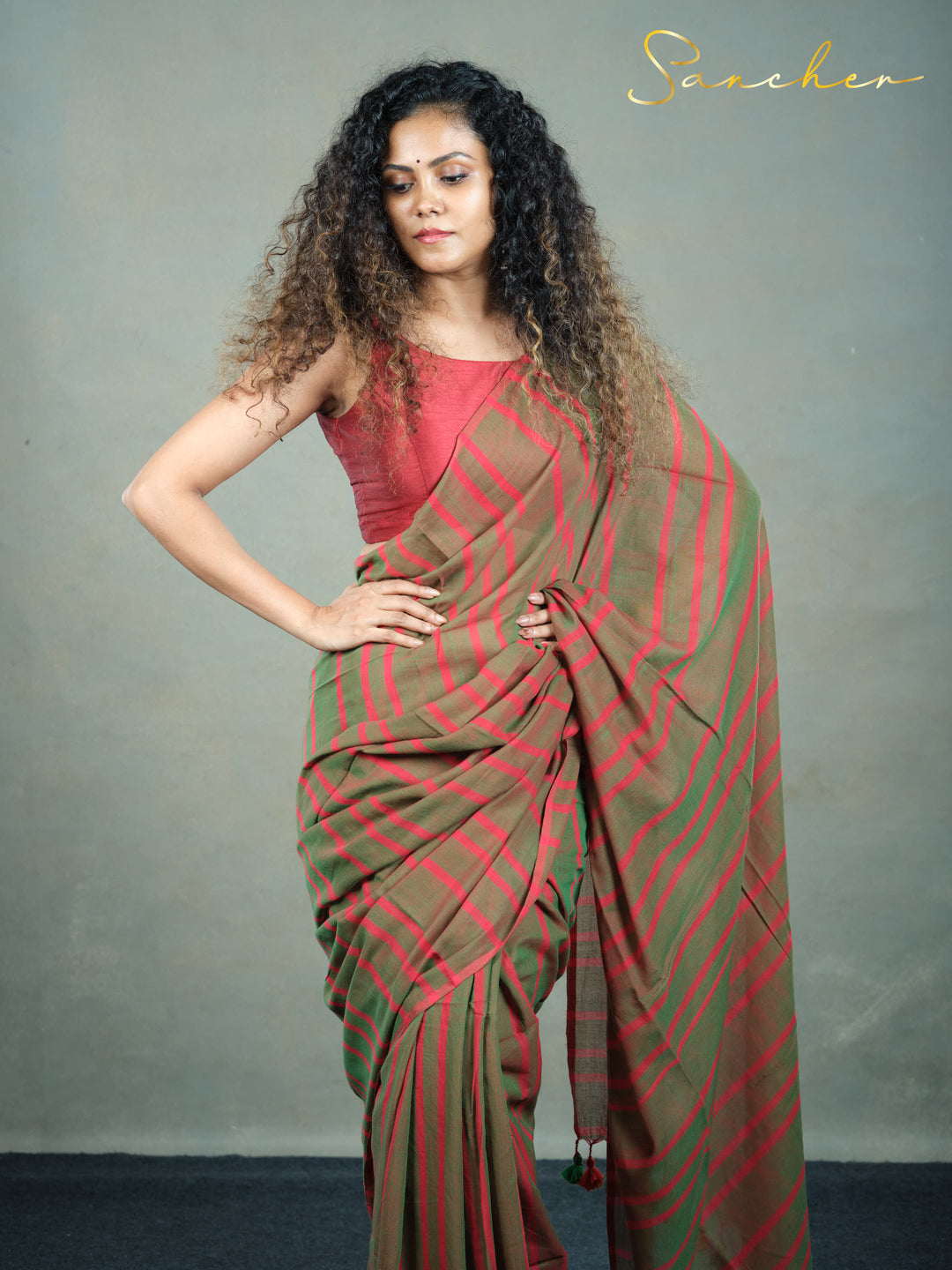 Meadow Rouge Mulmul Cotton Saree