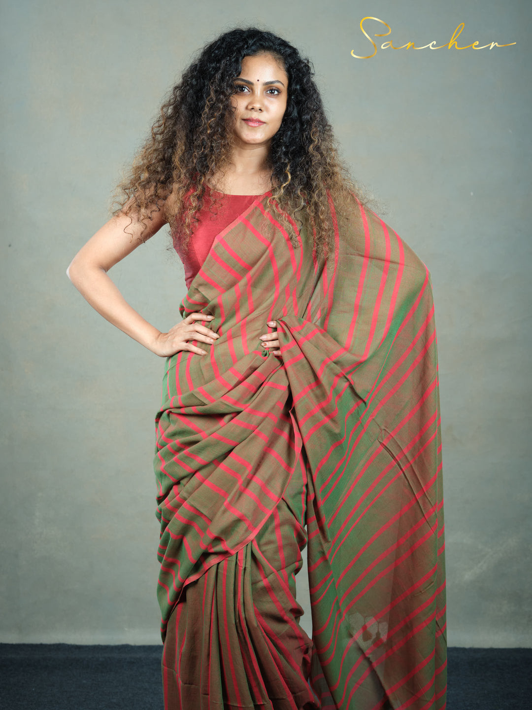 Meadow Rouge Mulmul Cotton Saree