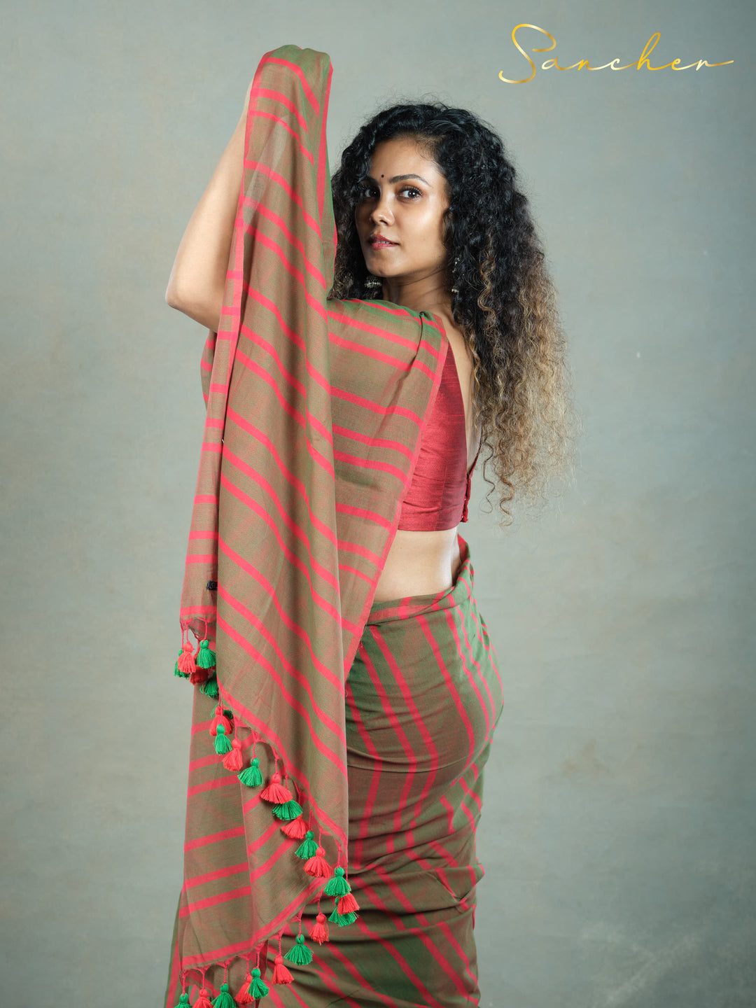 Meadow Rouge Mulmul Cotton Saree