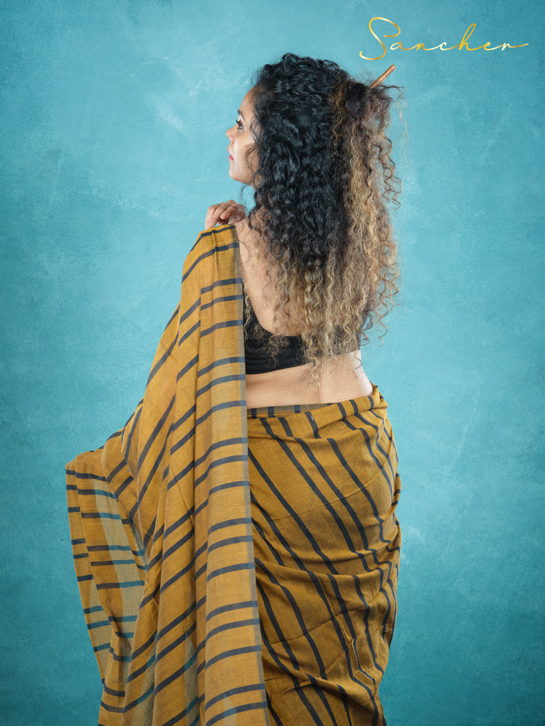 Mustard Nightfall Mulmul Cotton Saree