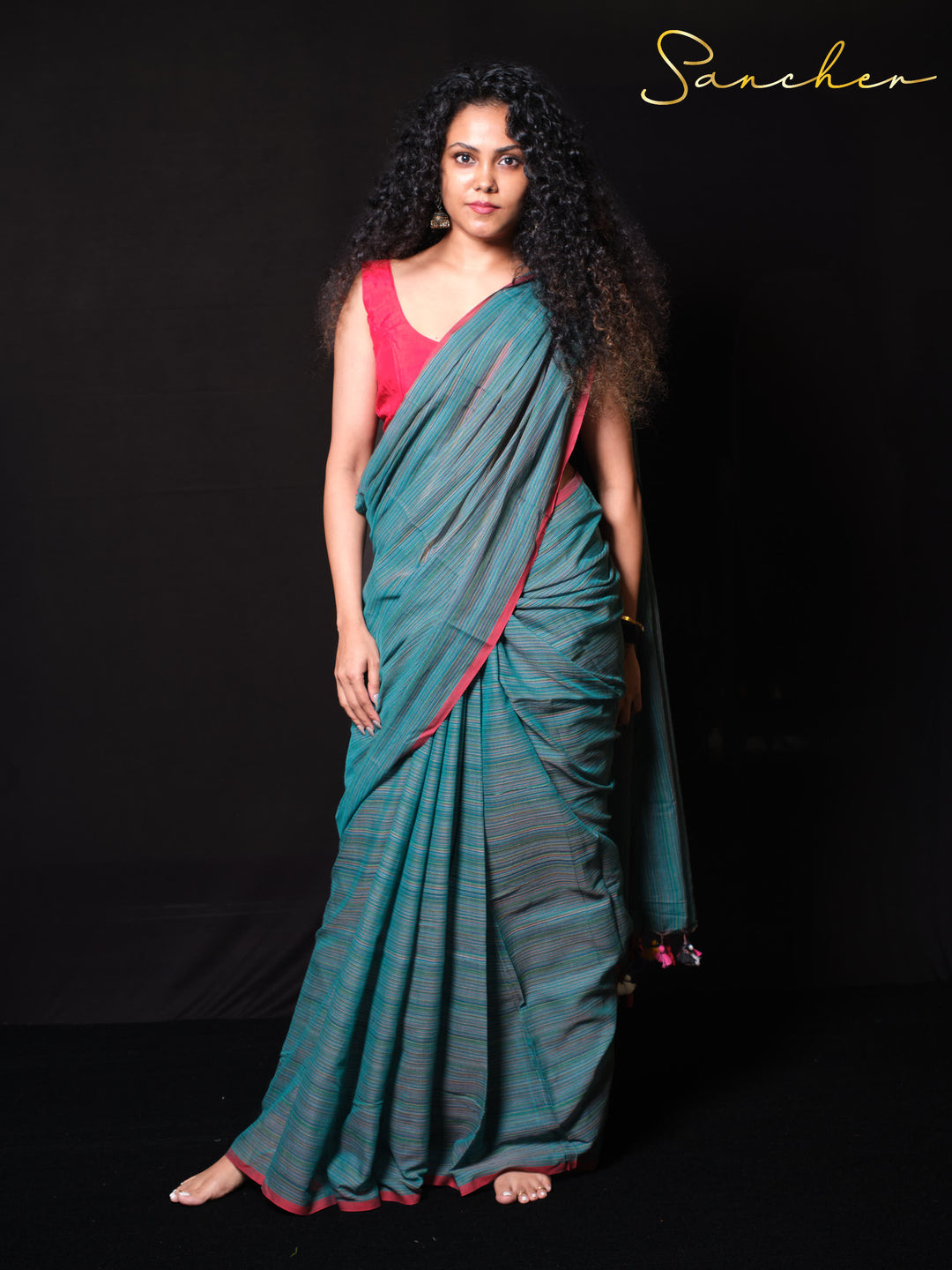 Nautical Nectar Mulmul Cotton Saree