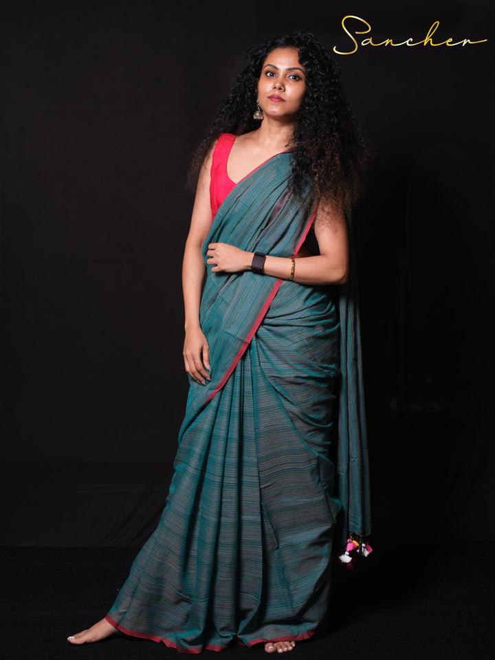 Nautical Nectar Mulmul Cotton Saree