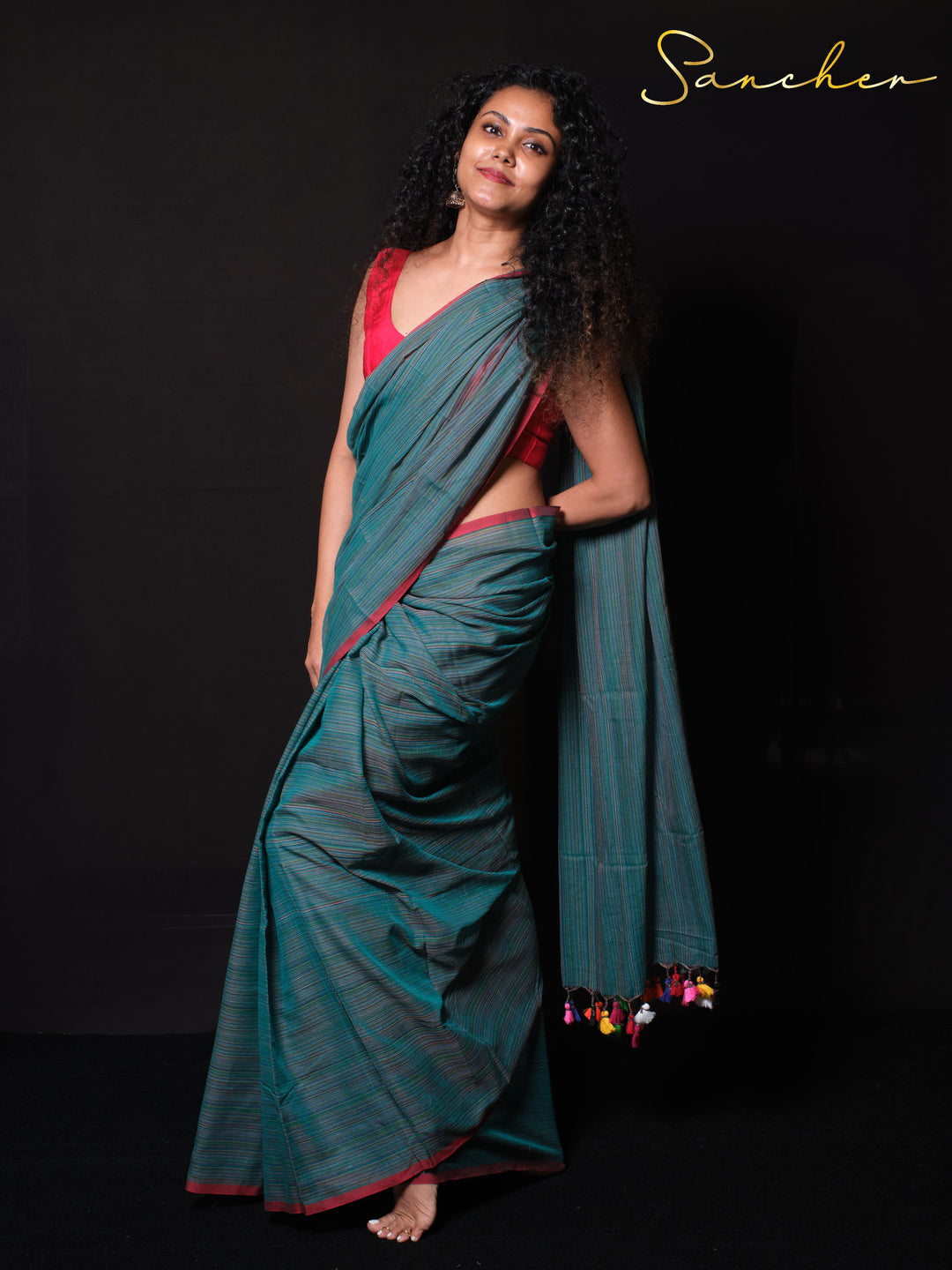 Nautical Nectar Mulmul Cotton Saree