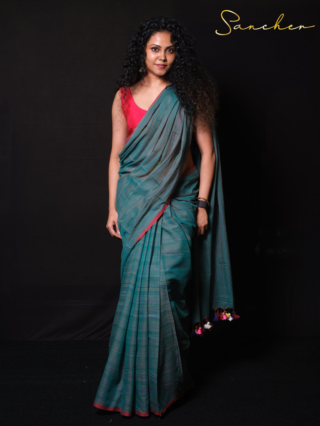 Nautical Nectar Mulmul Cotton Saree