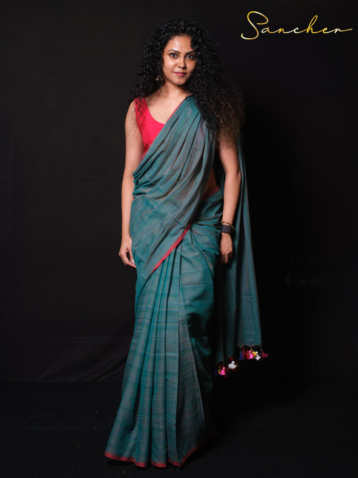 Nautical Nectar Mulmul Cotton Saree