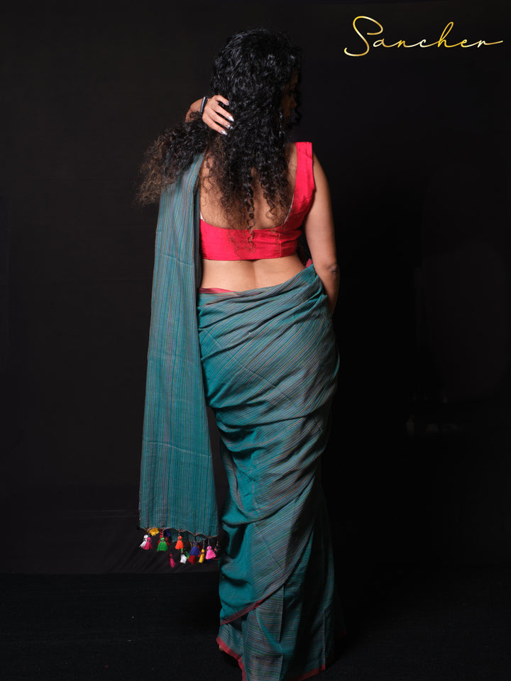 Nautical Nectar Mulmul Cotton Saree