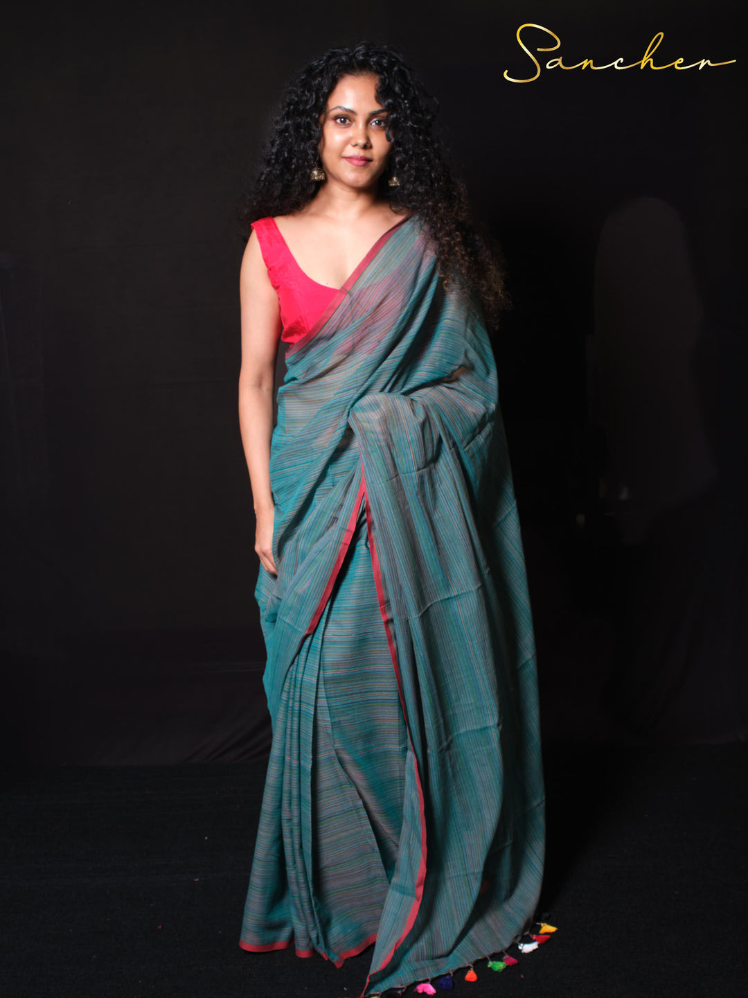 Nautical Nectar Mulmul Cotton Saree
